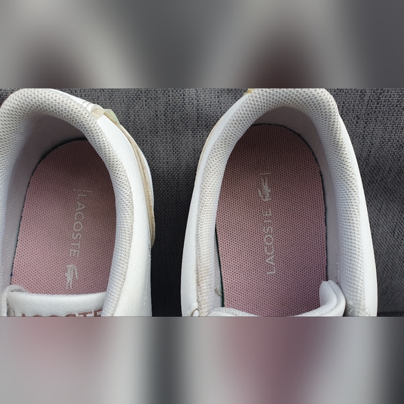 Lacoste Girls White Trainers Pink Detailing Vgc uk1 summer Sneakers - Picture 15 of 16